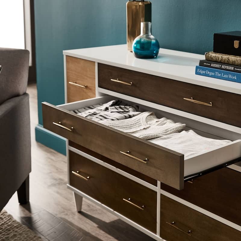 Prudence White and Natural Finish 8-Drawer Dresser by iNSPIRE Q Modern