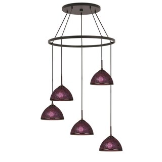 Woodbridge Lighting 16428MEB-CM60 Alexis 5-light Pendant Chandelier (Mosaic Purple Bowl) - Chandeliers For Bedrooms by Overstock.com