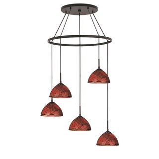 Woodbridge Lighting 16428MEB-CM60 Alexis 5-light Pendant Chandelier (Mosaic Red Bowl) - Chandeliers For Bedrooms by Overstock.com