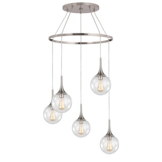 Woodbridge Lighting 19228NWL-C00815 Alicia 5-light Pendant Chandelier w/ ST64 Bulb (Nickel) - Chandeliers For Bedrooms by Overstock.com