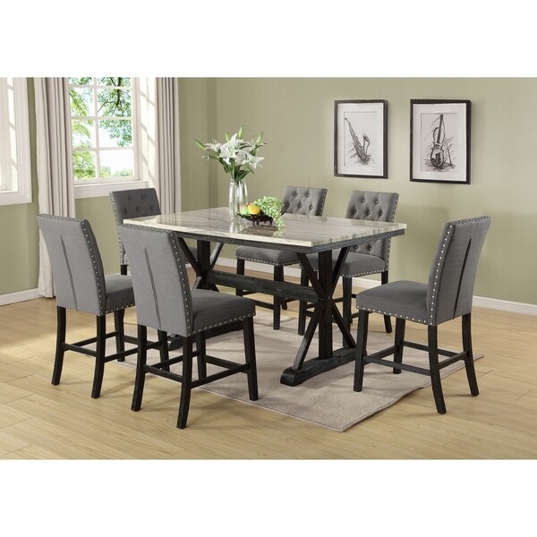 Shop Best Quality Furniture Counter Height 7-Piece Dining Set w/ Faux