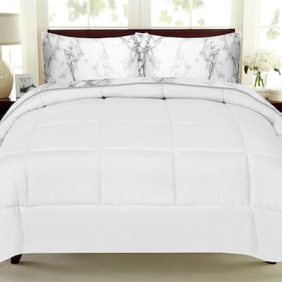 Porch & Den Moro Luxury 5-piece Bed-in-a-Bag Comforter and Marble Print Sheet Set