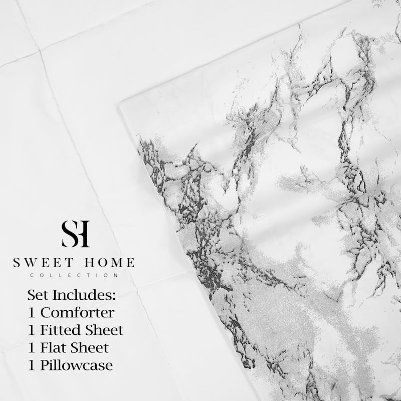 Porch & Den Moro Luxury 5-piece Bed-in-a-Bag Comforter and Marble Print Sheet Set