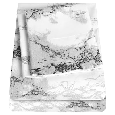 Sweet Home Collection Marble 4 Piece Printed Sheet Set, Double Brushed Microfiber