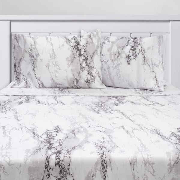 Luxury 4 Piece Marble Print Bed Sheet Set On Sale Overstock 28965072