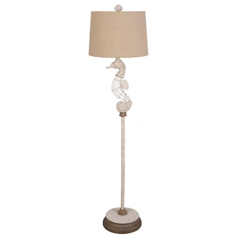Lamps Per Se 62.5" White Metal Seahorse Floor Lamp