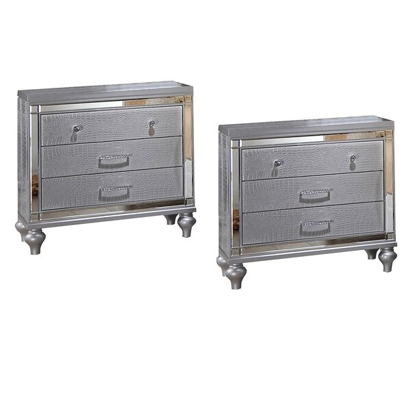 silver nightstand set of 2