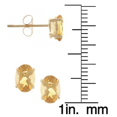 Kabella 14k Yellow Gold Oval Citrine Stud Earrings