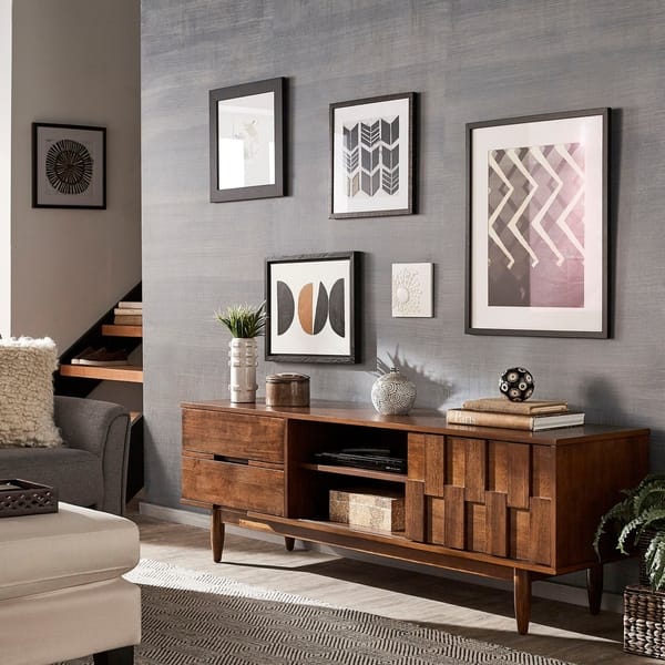 tobacco tv stand River Place Riverstone White And 75" tone Riverstone White and Tobacco finish Bertolini Alec Farmhouse/Rustic Tobacco Tv