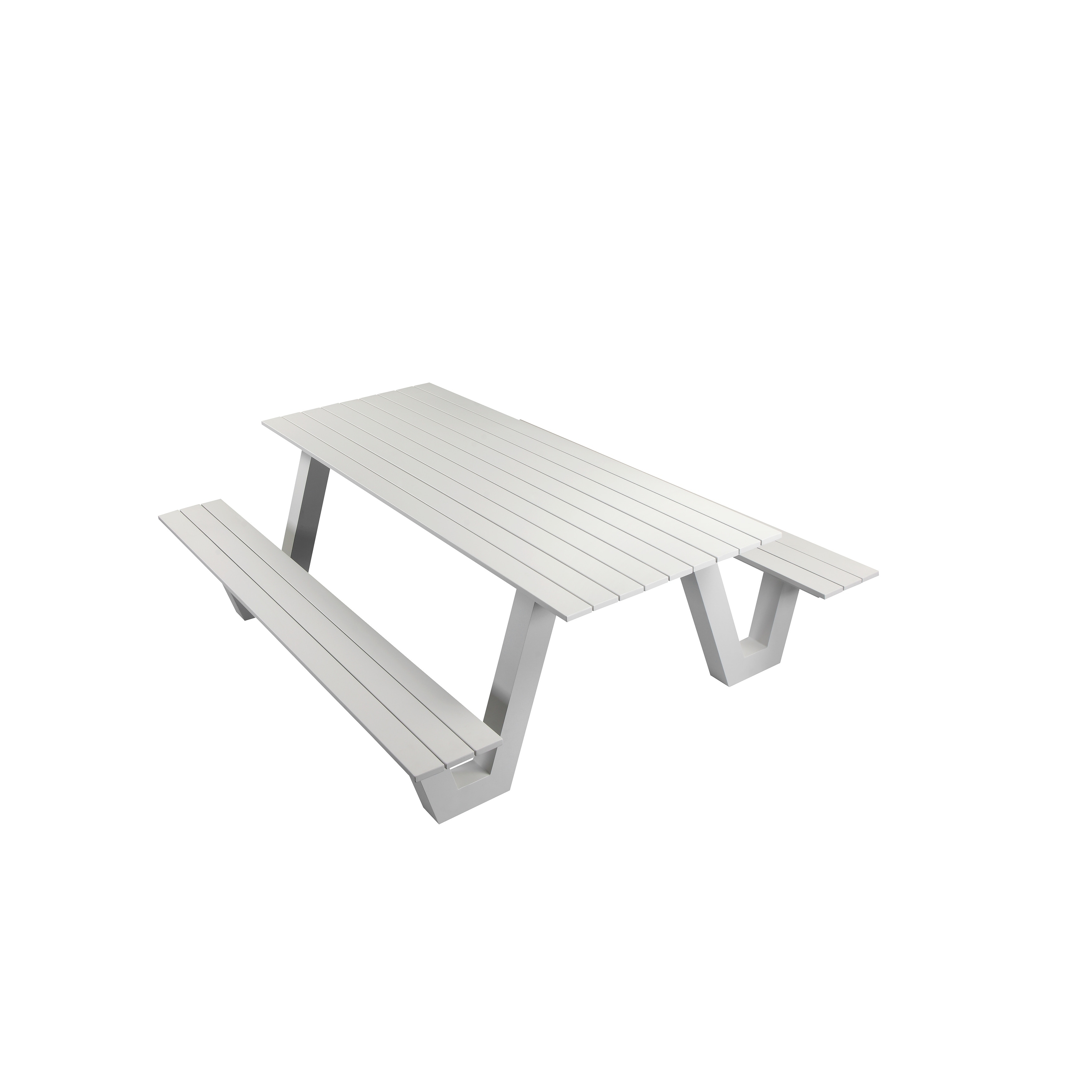 Metal Picnic Table With Two Attached Benches And Polyresin Slatted Top White Overstock 28975598