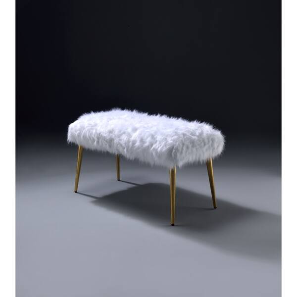 Shop Modern Style Faux Upholstered Metal Bench With Tapered Legs