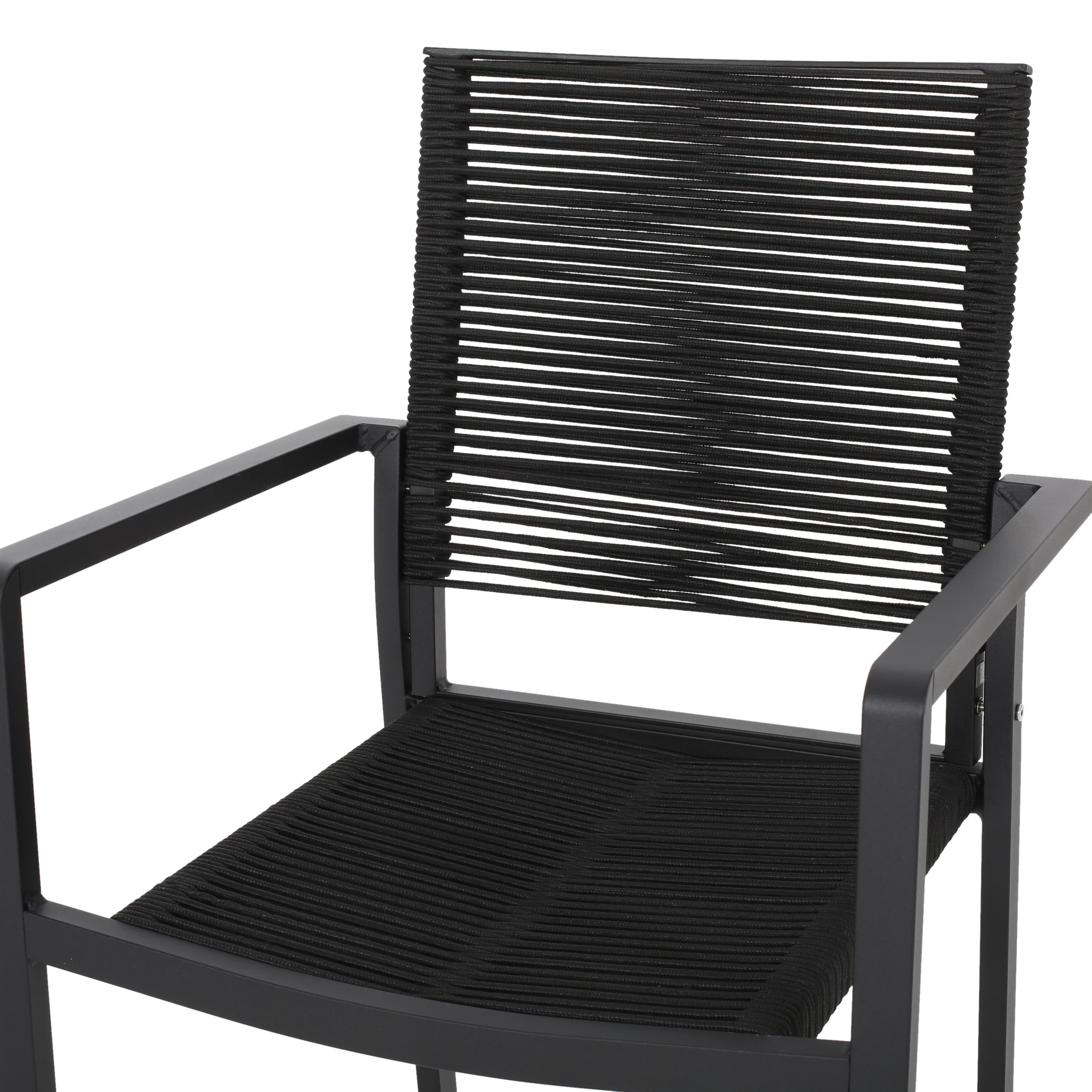 Lillian Outdoor Modern Aluminum Dining Chair with Rope Seat Set of 2 
