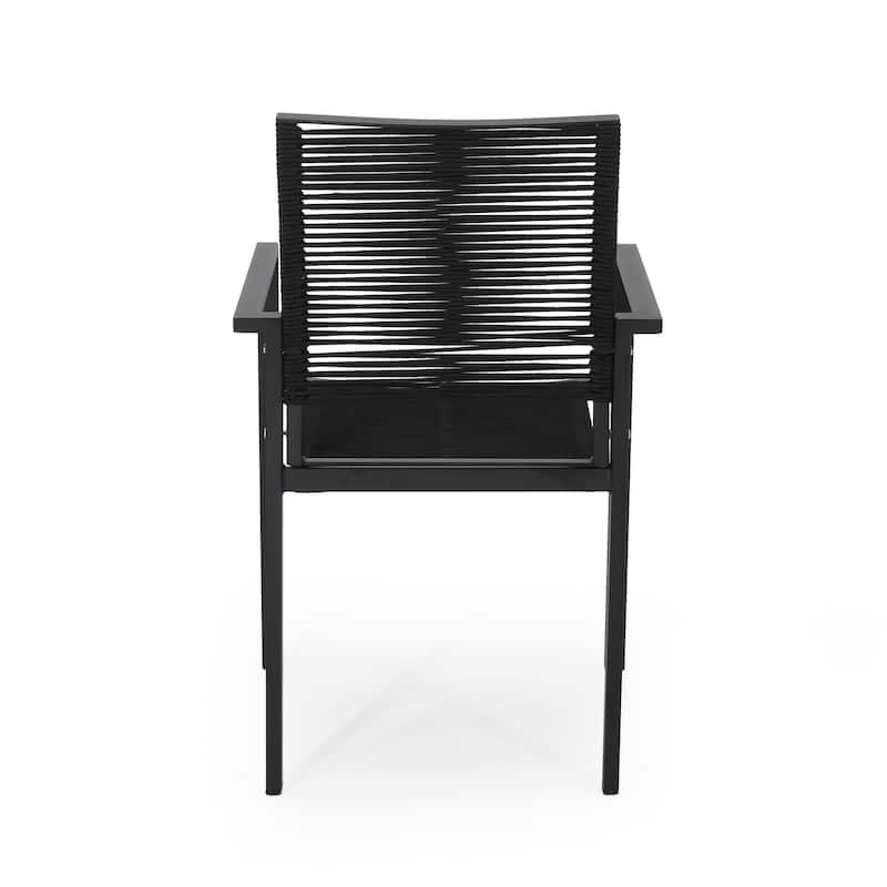 Lillian Outdoor Modern Aluminum Dining Chair with Rope Seat (Set of 2) by Christopher Knight Home