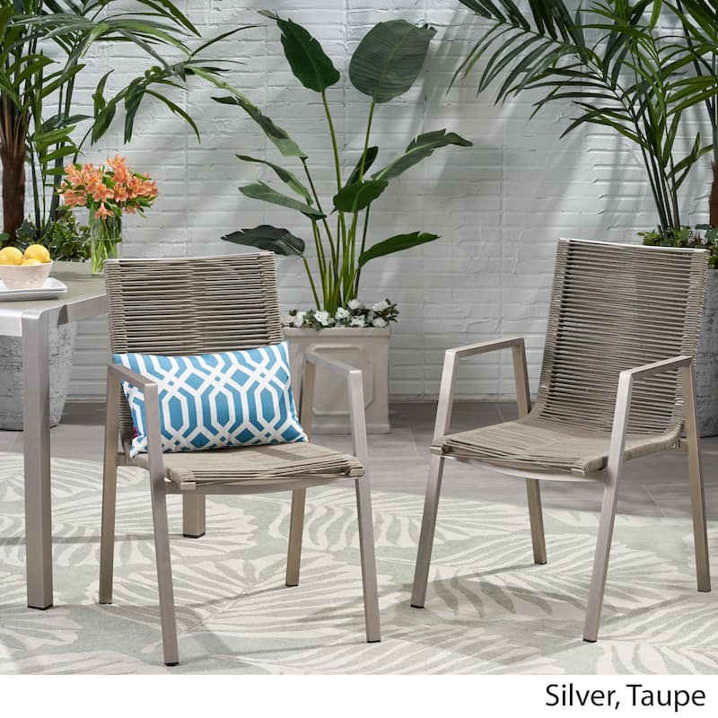 Deloris Outdoor Modern Aluminum Dining Chair with Rope Seat (Set of 2) by Christopher Knight Home