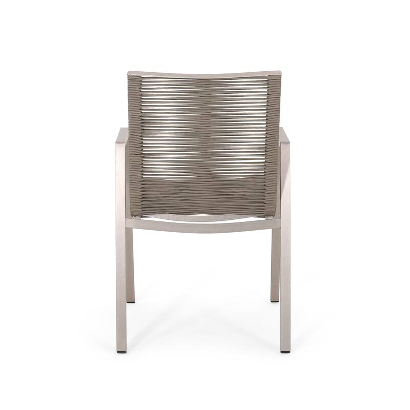 Deloris Outdoor Modern Aluminum Dining Chair with Rope Seat (Set of 2) by Christopher Knight Home