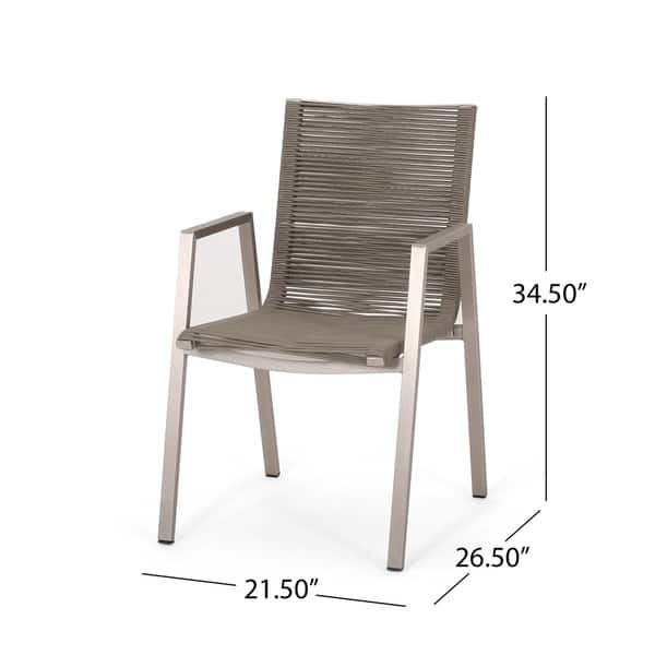 Deloris Outdoor Modern Aluminum Dining Chair with Rope Seat (Set of 2 ...