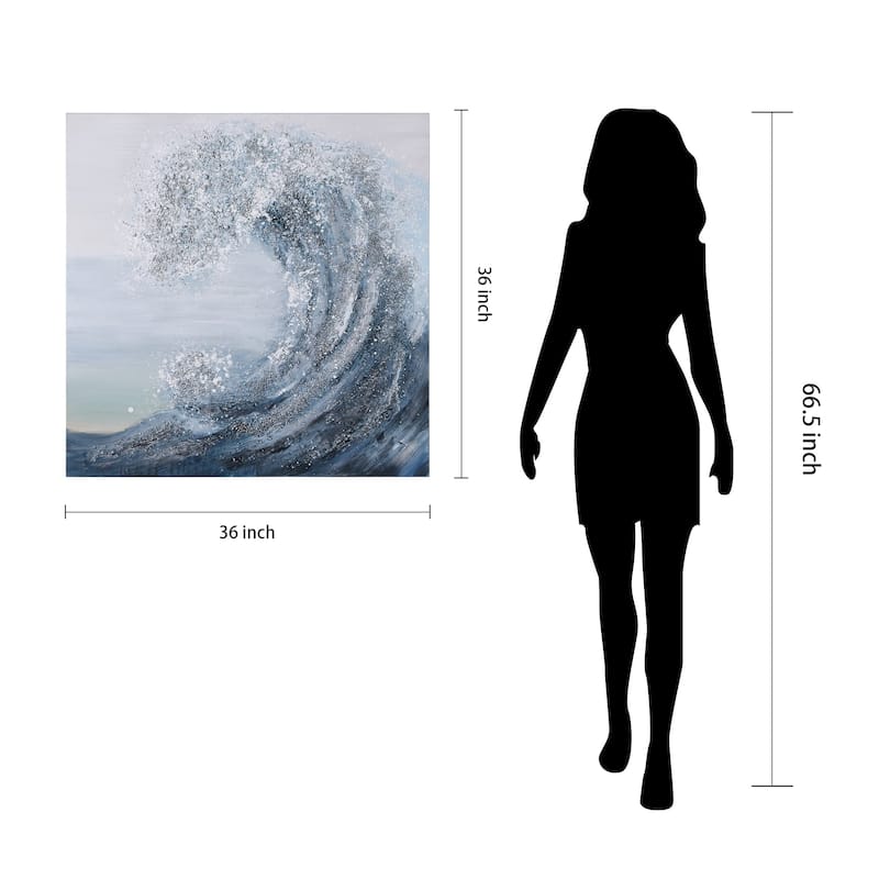 Crystal Wave Textured Glitter Hand Painted Canvas Wall Art