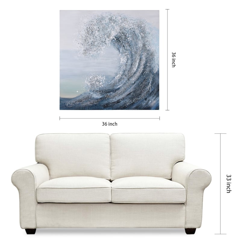 Crystal Wave Textured Glitter Hand Painted Canvas Wall Art