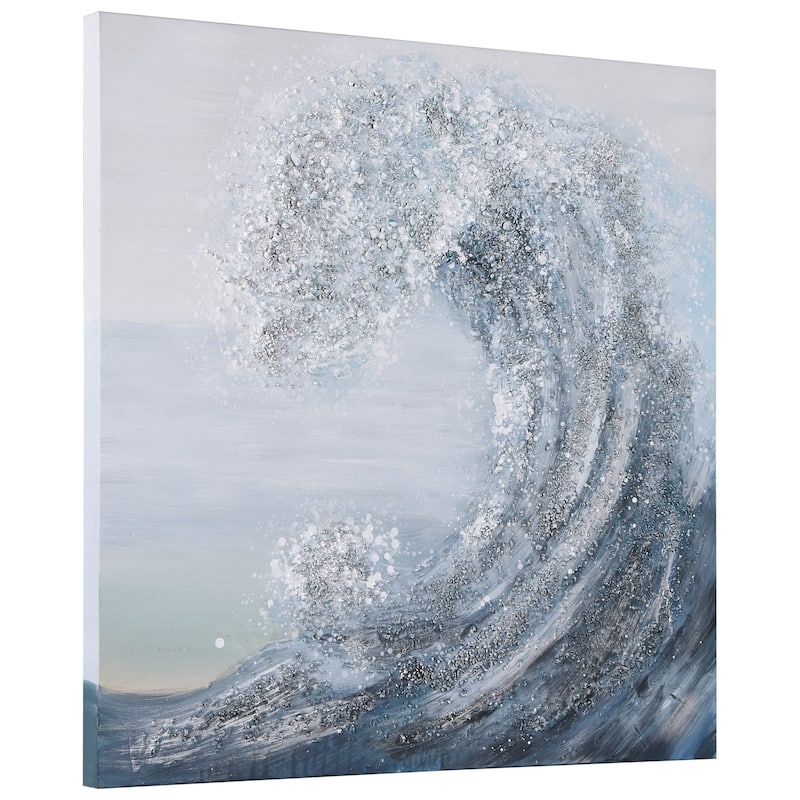 Crystal Wave Textured Glitter Hand Painted Canvas Wall Art