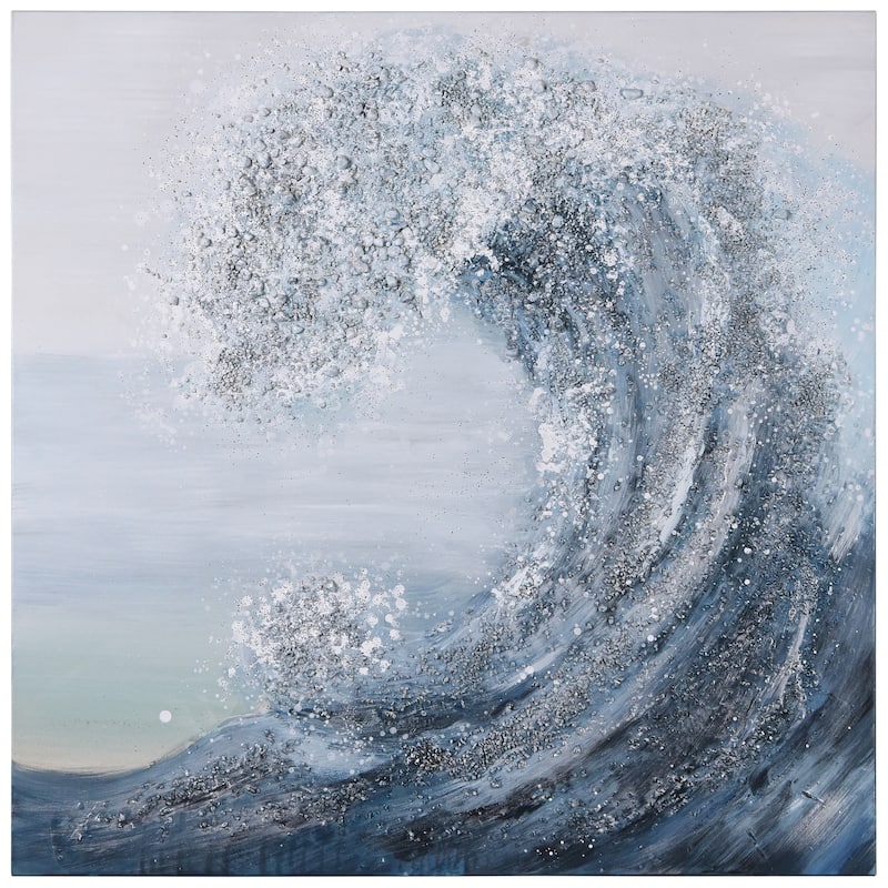 Crystal Wave Textured Glitter Hand Painted Canvas Wall Art