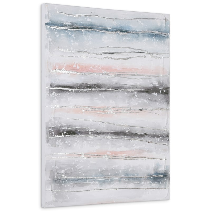 Blue Roads Textured Glitter Hand Painted Canvas Wall Art