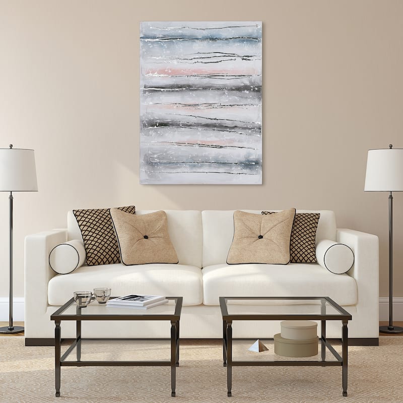 Blue Roads Textured Glitter Hand Painted Canvas Wall Art