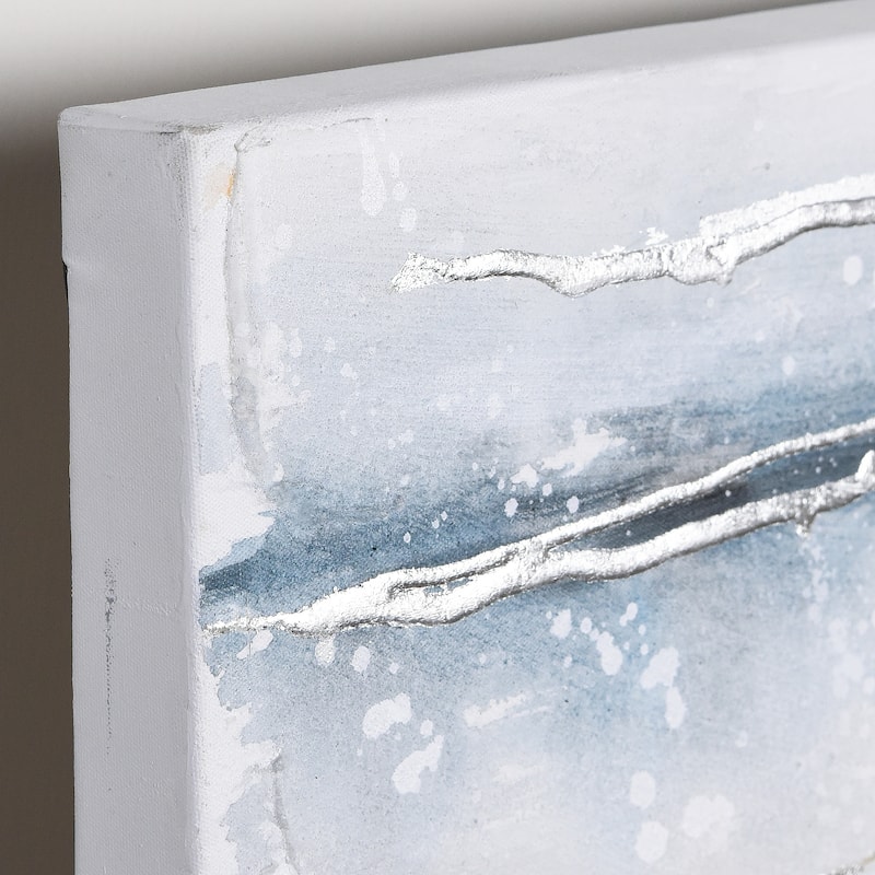 Blue Roads Textured Glitter Hand Painted Canvas Wall Art