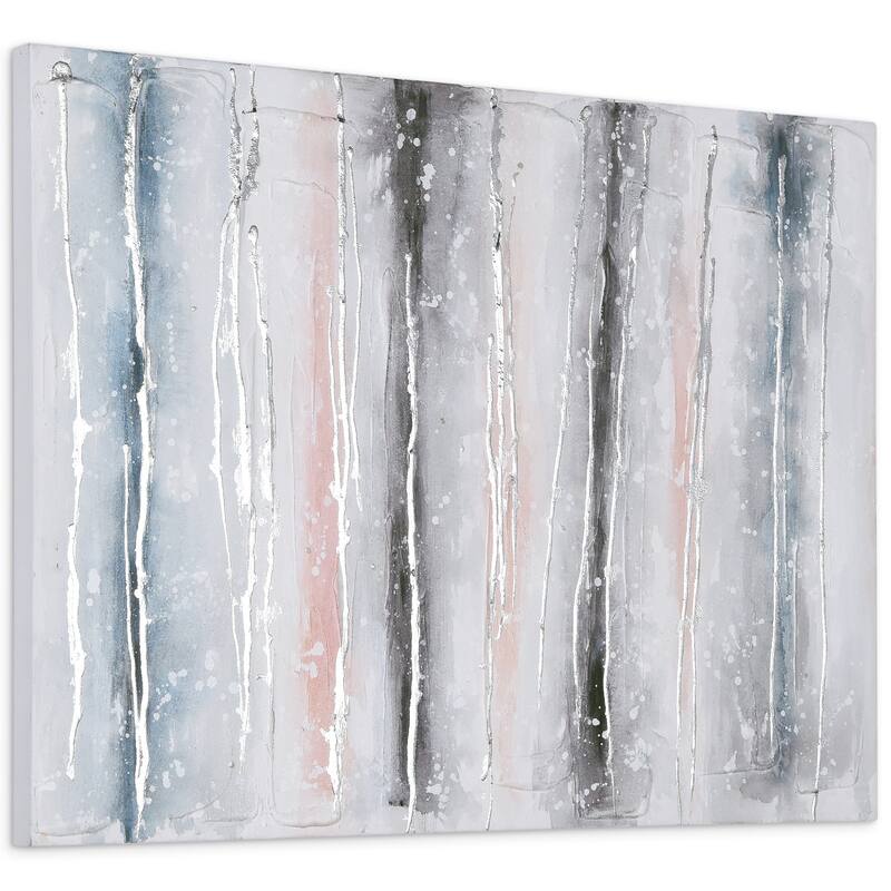 Blue Roads Textured Glitter Hand Painted Canvas Wall Art