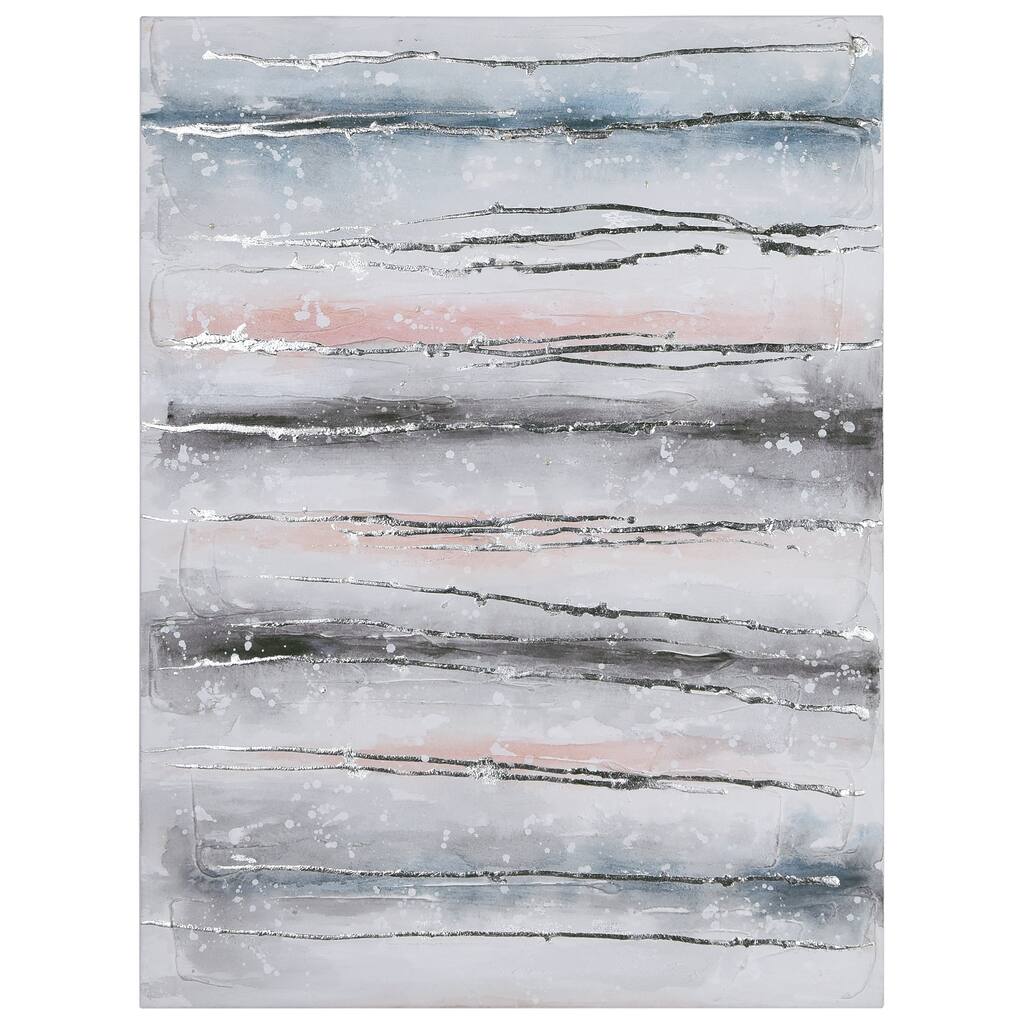 Blue Roads Textured Glitter Hand Painted Canvas Wall Art