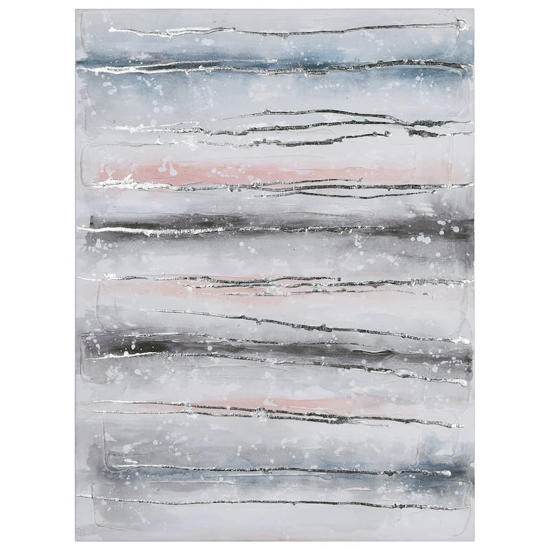 Blue Roads Textured Glitter Hand Painted Canvas Wall Art