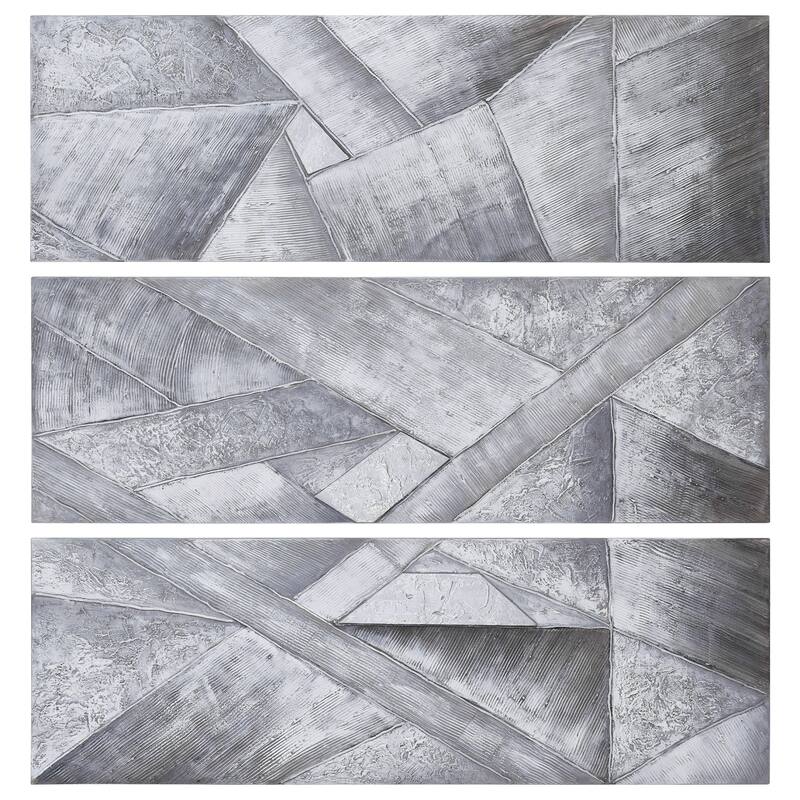 Diamonds Textured Metallic Hand Painted Canvas Wall Art Set of 3