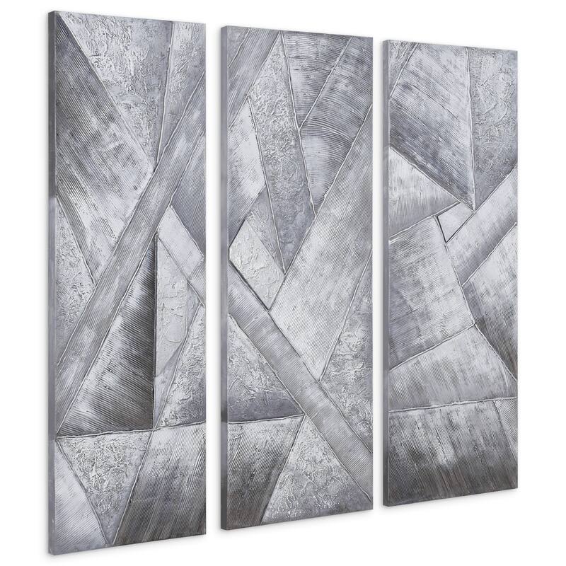 Diamonds Textured Metallic Hand Painted Canvas Wall Art Set of 3