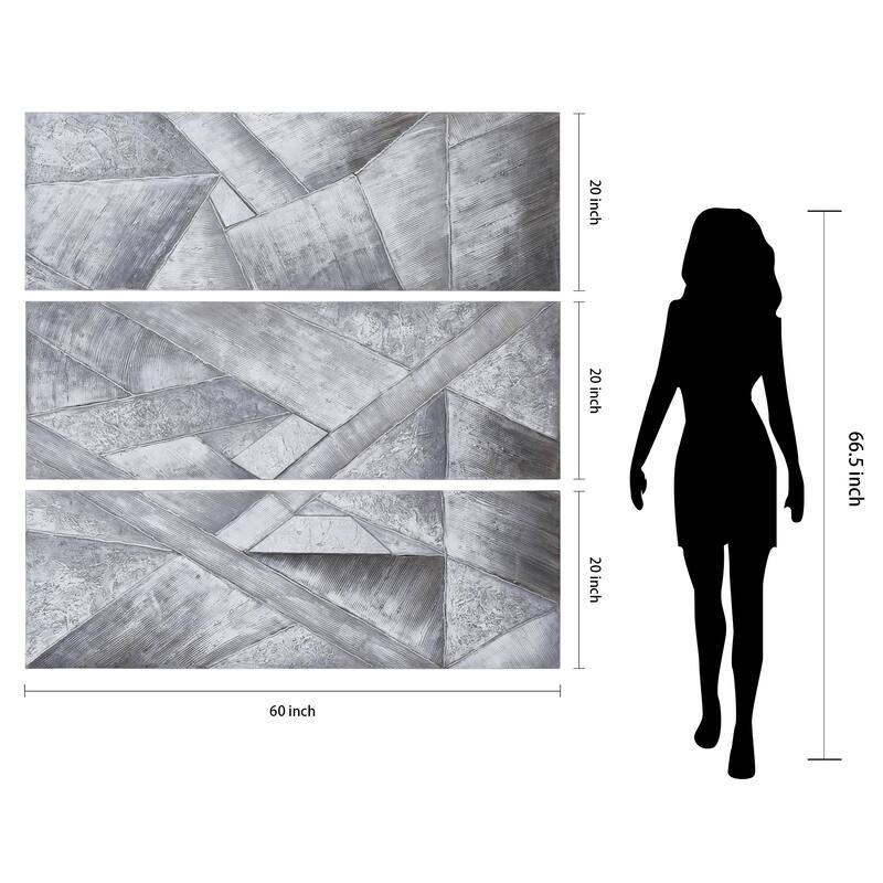 Diamonds Textured Metallic Hand Painted Canvas Wall Art Set of 3