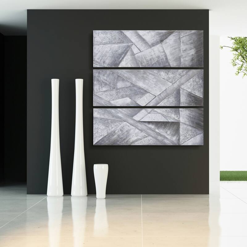 Diamonds Textured Metallic Hand Painted Canvas Wall Art Set of 3