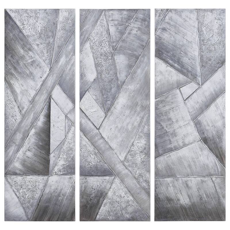 Diamonds Textured Metallic Hand Painted Canvas Wall Art Set of 3