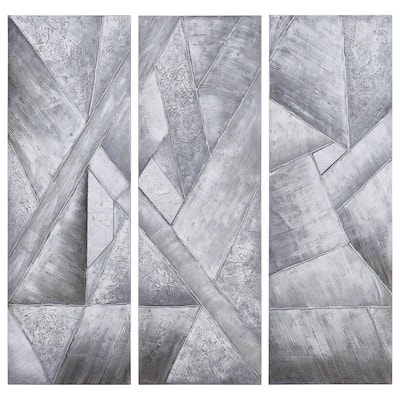 Diamonds Textured Metallic Hand Painted Canvas Wall Art Set of 3