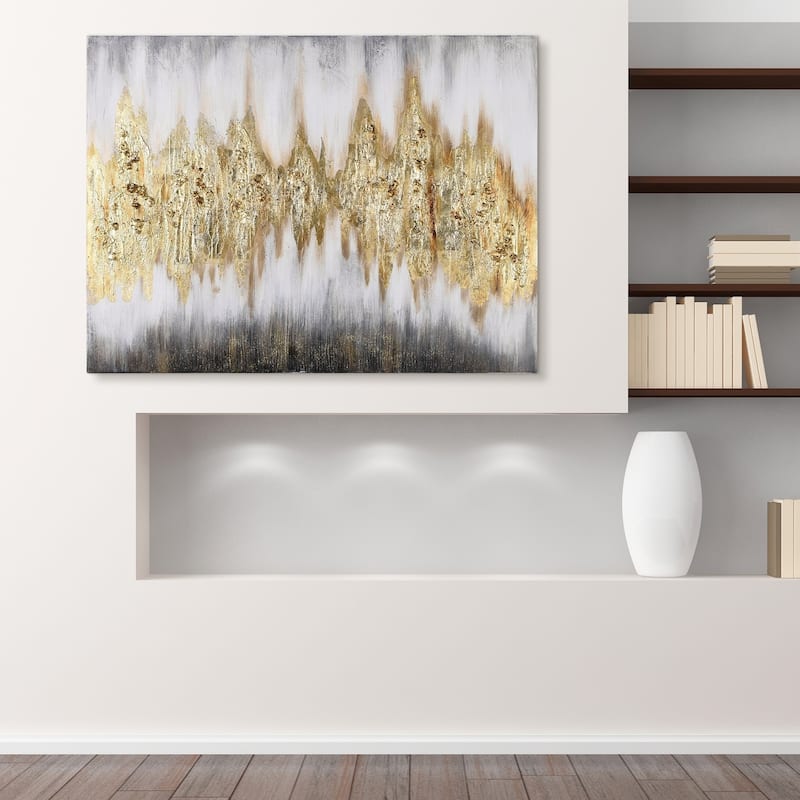 Gold Frequency Textured Hand Painted Wall Art with Gold Foil