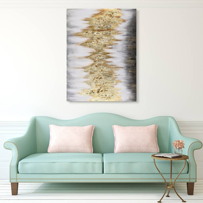 Gold Frequency Textured Hand Painted Wall Art with Gold Foil