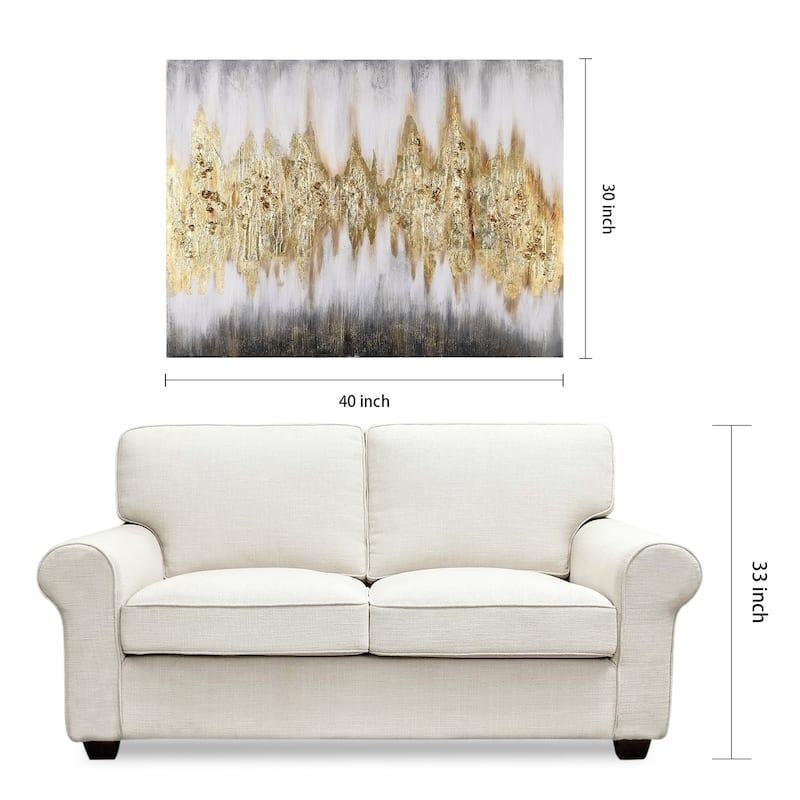Gold Frequency Textured Hand Painted Wall Art with Gold Foil