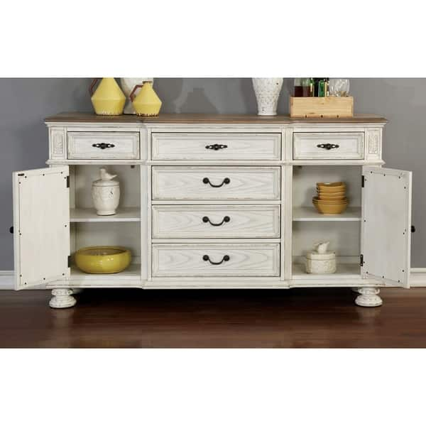 The Gray Barn Caelum Farmhouse 60 Inch Antique White 6 Drawer Server On Sale Bed Bath