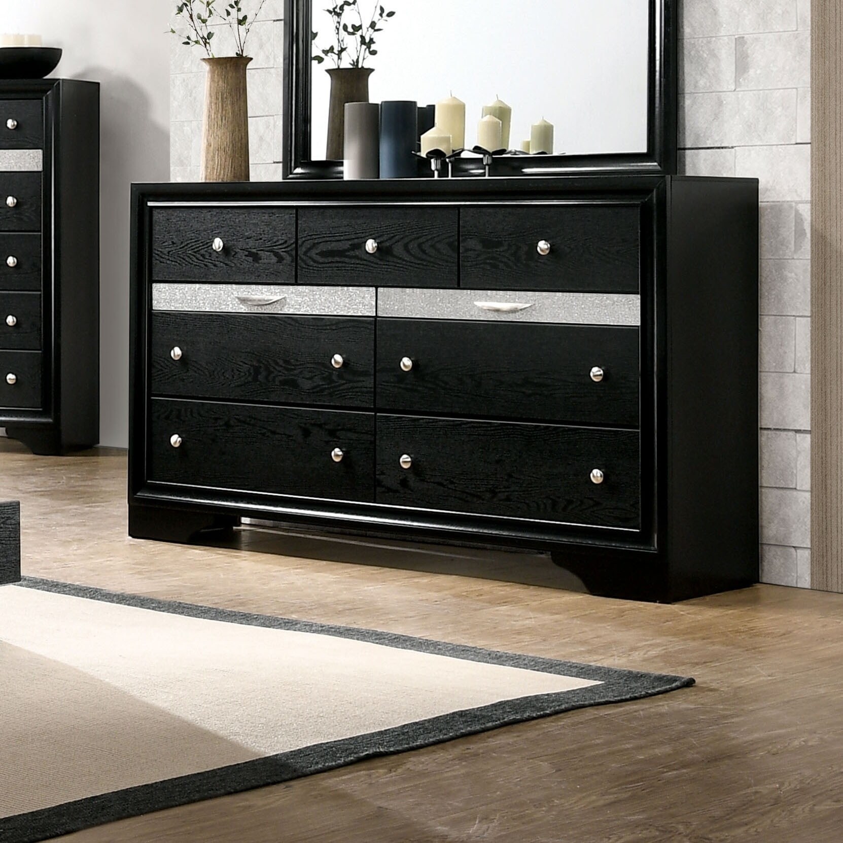Shop Silver Orchid Aoki Contemporary Black 9 Drawer Dresser