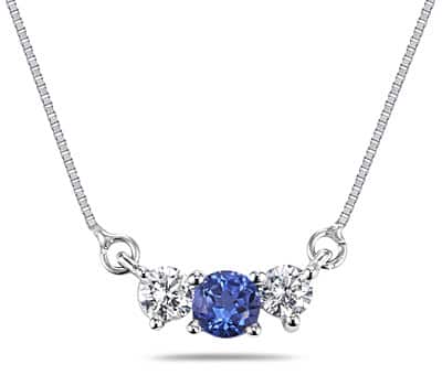 Marquee 14k Gold Blue Sapphire and 1/4ct Diamond Necklace