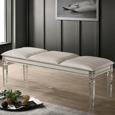 Xian Glam Clear Faux Leather Padded Bedroom Bench by Furniture of America