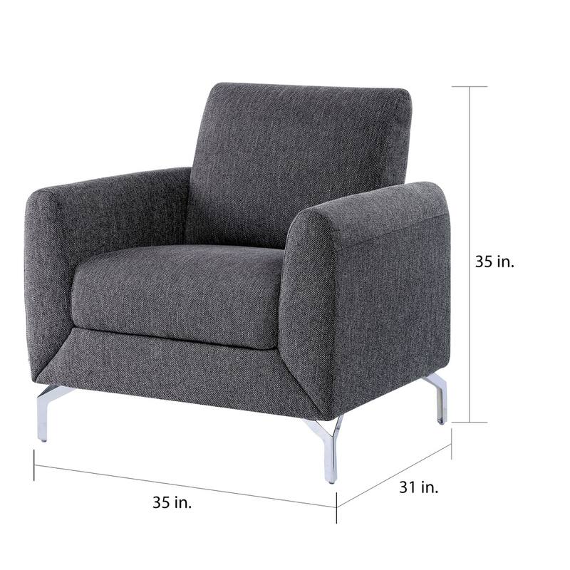 Kopitseva Contemporary Grey Fabric Padded Chair by Strick & Bolton