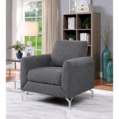 Kopitseva Contemporary Grey Fabric Padded Chair by Strick & Bolton