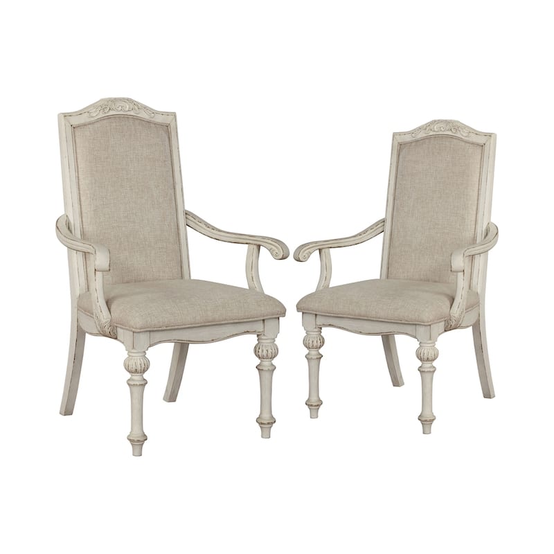 The Gray Barn Caelum Farmhouse Antique White Formal Arm Chairs (Set of 2) - Antique White
