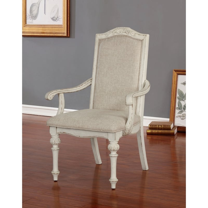 The Gray Barn Caelum Farmhouse Antique White Formal Arm Chairs (Set of 2)