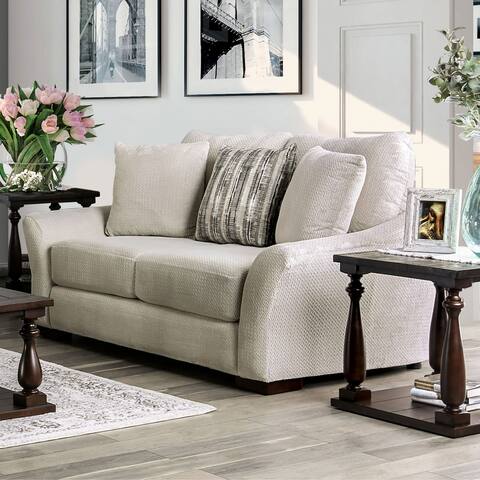 Furniture of America Izium Contemporary Off-white Upholstered Loveseat