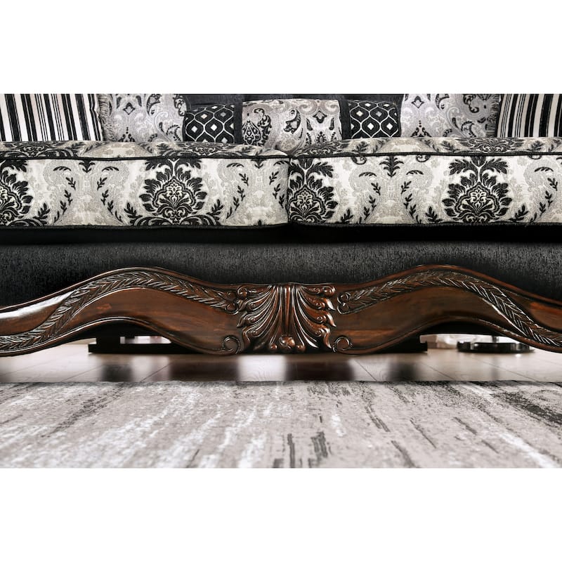 Dhumketu Traditional Black Chenille Upholstered Rolled Arms Sofa by Gracewood Hollow
