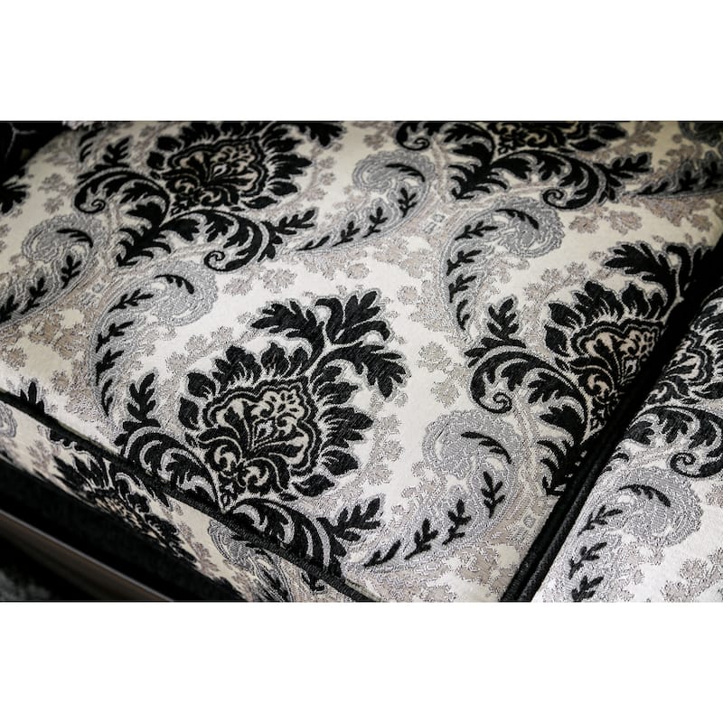 Dhumketu Traditional Black Chenille Upholstered Rolled Arms Sofa by Gracewood Hollow